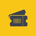 Ticket icon in flat desugn on orange background Royalty Free Stock Photo