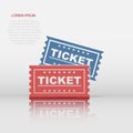 Ticket icon in flat style. Admit one illustration pictogram. Access business concept Royalty Free Stock Photo