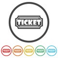 Ticket icon isolated on white background. Set icons in color circle buttons Royalty Free Stock Photo