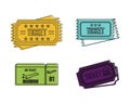 Ticket icon set, color outline style Royalty Free Stock Photo