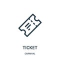 ticket icon vector from carnival collection. Thin line ticket outline icon vector illustration