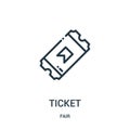 ticket icon vector from fair collection. Thin line ticket outline icon vector illustration. Linear symbol for use on web and