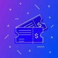 Ticket icon vector illustration in the flat style isolated on a modern gradient background Royalty Free Stock Photo