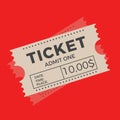 Ticket icon vector illustration in the flat style. Ticket stub isolated on a background. Retro cinema or movie tickets Royalty Free Stock Photo