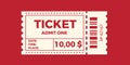 Ticket icon vector illustration in the flat style. Ticket stub isolated on a background. Retro cinema or movie tickets Royalty Free Stock Photo