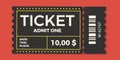 Ticket icon vector illustration in the flat style. Ticket stub isolated on a background. Retro cinema or movie tickets Royalty Free Stock Photo