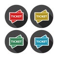 Ticket Icons set with long shadow Royalty Free Stock Photo