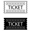 Ticket isolated vector icon set. Movie or theatre coupon illustration sign collection. Royalty Free Stock Photo