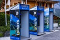 Ticket machines for Cable car to Lake Oeschinen in Switzerland - - KANDERSTEG, SWITZERLAND - JULY 14, 2022