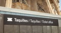 Ticket office sign in front of the Sagrada Familia Royalty Free Stock Photo