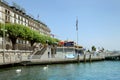 The ticket point at Mont-Blanc quay on bank of Leman lake