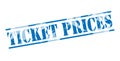 Ticket prices blue stamp Royalty Free Stock Photo