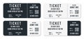 Ticket template with QR code. Admit ticket with date, row and seat for entrance to different events. Tickets mockup