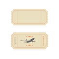 Ticket template in vintage old retro style as blank empty vector design and boarding pass example flat cartoon