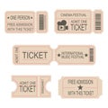 Ticket Templates. Tickets to the cinema, theater, music festival. Lottery Coupon