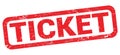 TICKET text written on red rectangle stamp