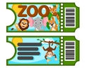 A ticket to the zoo with wild animals on a white.