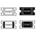 Ticket vector icon set. Movie or theatre coupon illustration sign collection. Royalty Free Stock Photo