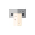 Ticket vending machine. Insert and purchase. Flat color icon. Commerce vector illustration