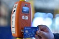 Ticket vending machine in St. Petersburg trolleybus Royalty Free Stock Photo