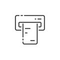 Ticket vending machine thin line icon. Insert and purchase. Outline commerce vector illustration Royalty Free Stock Photo
