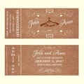 Ticket Wedding Invitation with hangers for bride