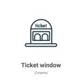 Ticket window outline vector icon. Thin line black ticket window icon, flat vector simple element illustration from editable Royalty Free Stock Photo