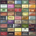 Tickets in different styles. Vector illustration. Collection vintage tickets and Coupons. Royalty Free Stock Photo