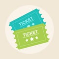 Tickets icon. Retro cinema tickets. Movie ticket in flat style Royalty Free Stock Photo