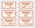 Tickets set, vector illustration in the flat style. Ticket stub isolated on a background. Retro cinema or movie tickets Royalty Free Stock Photo