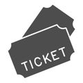 Tickets solid icon, Public transport concept, transport ticket sign on white background, two tickets icon in glyph style