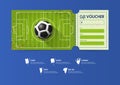 Tickets template design for football or soccer match. Gift vouchers or certificate coupons. Vector.