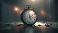 A ticking clock and a blurred image of a traumatic event in the background, highlighting the timeconsuming and Royalty Free Stock Photo