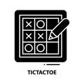 tictactoe icon, black vector sign with editable strokes, concept illustration