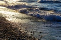 Tidal bore on sunset or sunrise. Toned