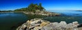 Gulf Islands National Park Landscape Panorama of Tidal Current at Boat Pass, Saturna Islands, British Columbia, Canada Royalty Free Stock Photo