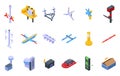 Tidal energy icons set isometric vector. Green ecology Royalty Free Stock Photo