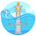 Tidal energy power plant. Eco Green Energy concept. Vector illustration in flat style