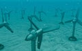 Tidal wave turbines on the bottom of the sea.