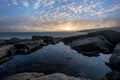 Tide pool sunset reflections in Acadia National Park Maine Royalty Free Stock Photo