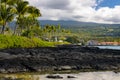 Tide Pool On The Volcanic Shoreline of Keiki Beach Royalty Free Stock Photo