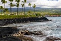 Tide Pool On The Volcanic Shoreline of Keiki Beach Royalty Free Stock Photo