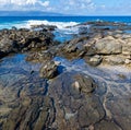 Tide Pools on Lava Formations, Makaluapuna Point Royalty Free Stock Photo