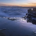 Tide pools in the ocean at sunset in San Diego Royalty Free Stock Photo