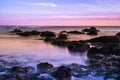 Tide pools at sunset; Pacific Ocean coastline, California;