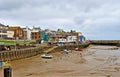 Tides out, in Bridlington Harbour, in Easter 2019. Royalty Free Stock Photo