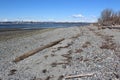 Tides out at Semiahmoo Bay on an afternoon and a view of White Rock City Royalty Free Stock Photo