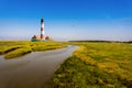 Tideway with Westerhever Lighthouse north sea