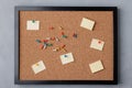 A Tidy Corkboard Displaying Colorful Pushpins and Blank Notes, Ready for Messages, Reminders, and Creative Ideas Royalty Free Stock Photo