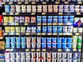 Tidy display of different types of greek yogurt at carrefour market dubai